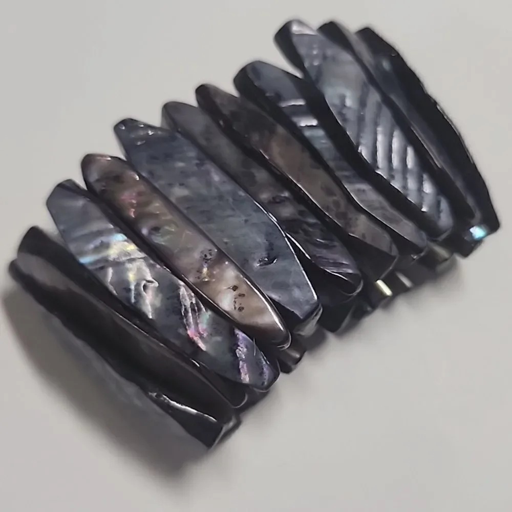 Mother Of Pearl MOP Abalone Stretch Cuff Bracelet 2